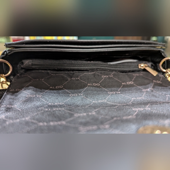 Aldo Small Black Crossbody with Gold Chain Strap - Picture 6 of 8